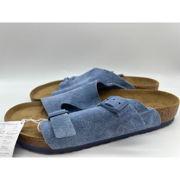 Birkenstock Zurich Sandals Suede Elemental Blue Buckle Mule Men Size 10 NWT - Picture 2 of 12